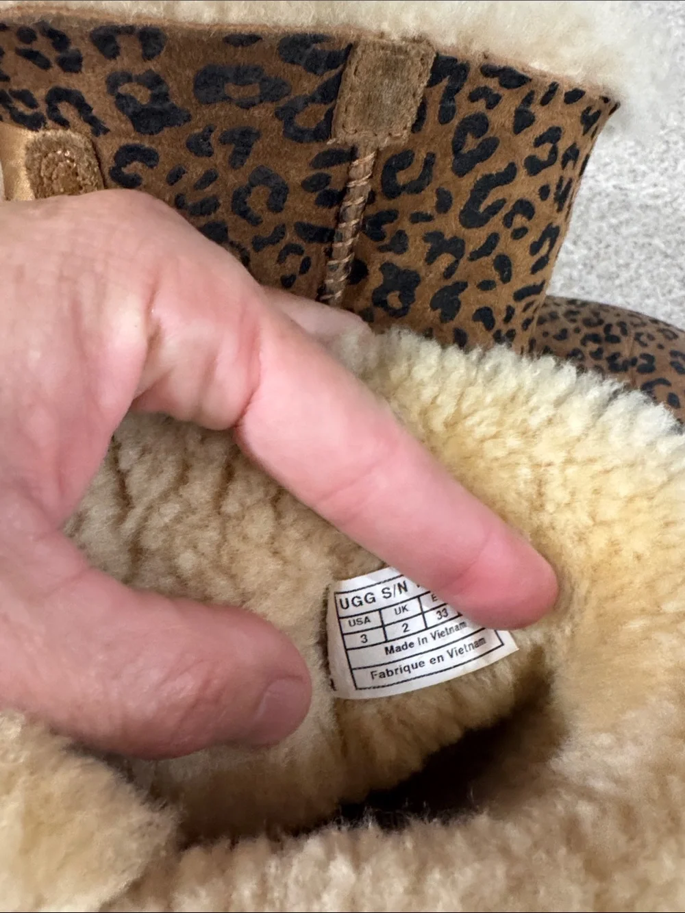 UGG Leopard Print Chestnut Suede Shearling Lined Boots